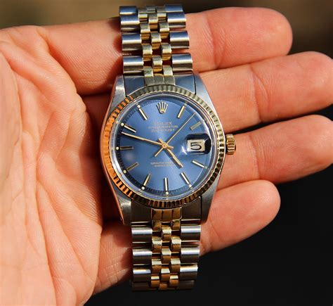 rolex datejust two tone blue face|rolex datejust blue motif.